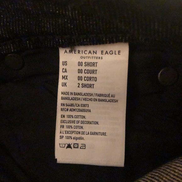 NWT AE Super Hi-Rise Festival Skirt Black Denim Destroyed Button Fly Sz 00 S - Picture 5 of 6